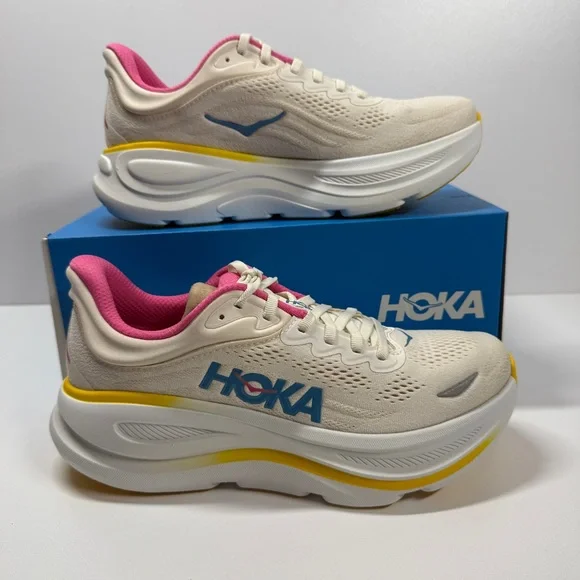 NIB•HOKA Women’s HOKA Bondi 9 Everyday Running Shoe Alabaster - Birch Size: 9 - Picture 2 of 6